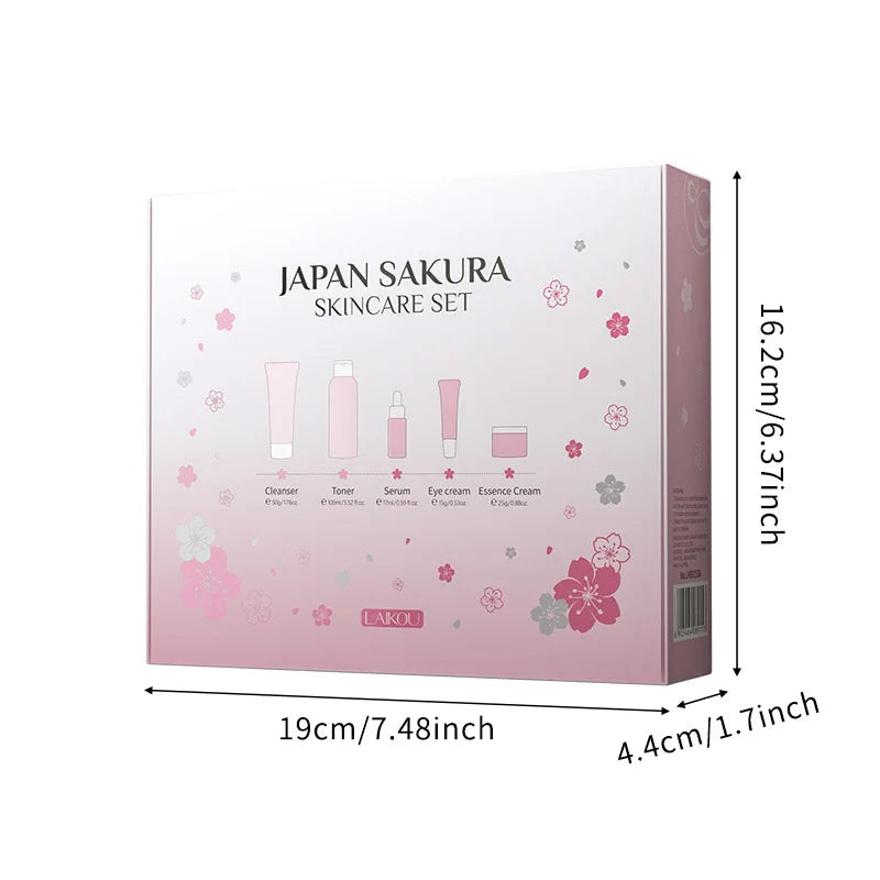 LAIKOU fleurs de cerisier 6 pièces ensemble de soins de la peau du visage sérum Sakura réparateur crème solaire nettoyant Lotion hydratante crème tonique pour le visage