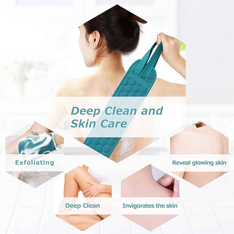 Ensemble d'épurateur corporel exfoliant – comprend un épurateur de dos, un gant de bain et une éponge de bain de douche Loofah