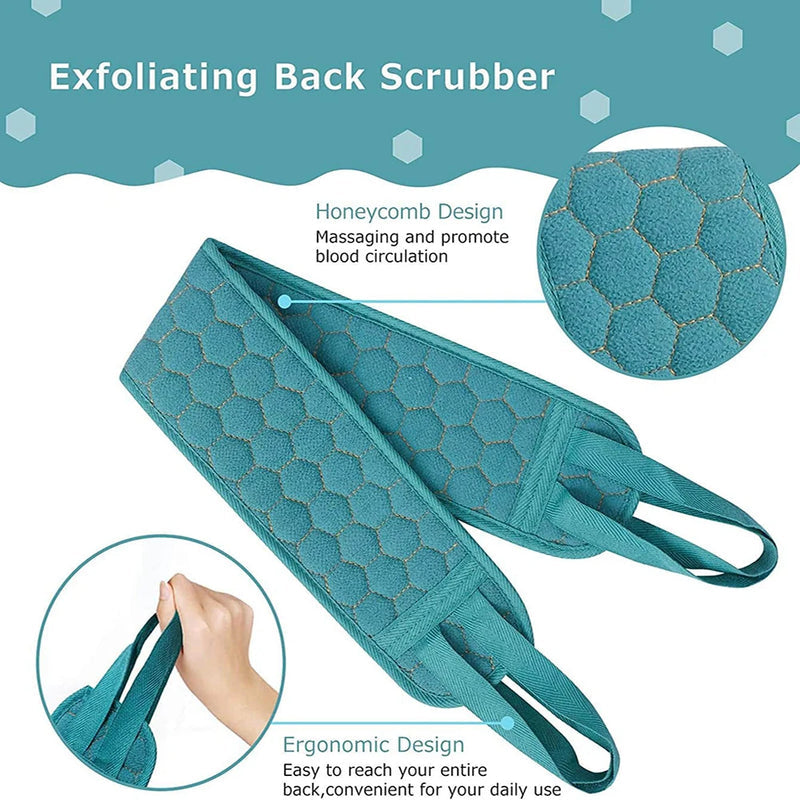 Ensemble d'épurateur corporel exfoliant – comprend un épurateur de dos, un gant de bain et une éponge de bain de douche Loofah