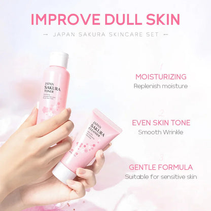 LAIKOU fleurs de cerisier 6 pièces ensemble de soins de la peau du visage sérum Sakura réparateur crème solaire nettoyant Lotion hydratante crème tonique pour le visage