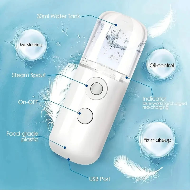 Cuiseur vapeur pour le visage 30ML, Mini nébuliseur USB, humidificateur pour femmes, hydratant, Nano Spray, outil de soins de beauté pour la peau