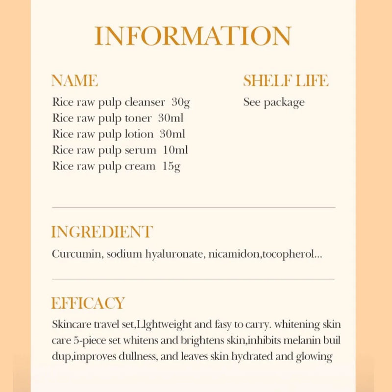 BIOAOUA pureté de riz rajeunissant et hydratant ensemble de six pièces blanchissant raffermissant Anti-âge beauté ensemble de soins de la peau du visage