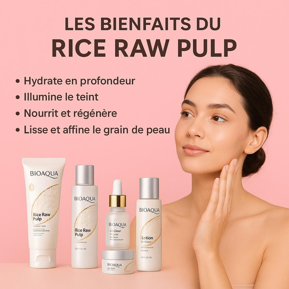 BIOAOUA pureté de riz rajeunissant et hydratant ensemble de six pièces blanchissant raffermissant Anti-âge beauté ensemble de soins de la peau du visage